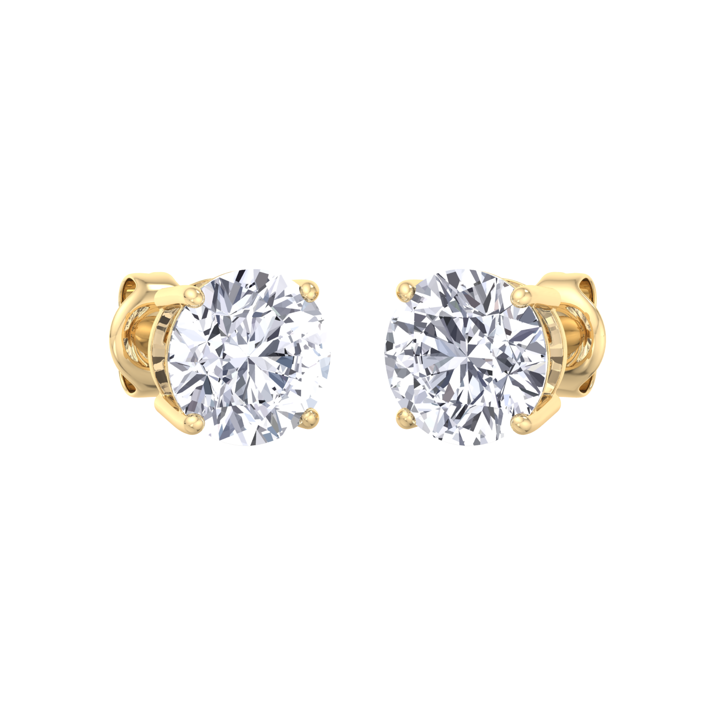 Radiant Tiffany-style round diamond solitaire earrings
