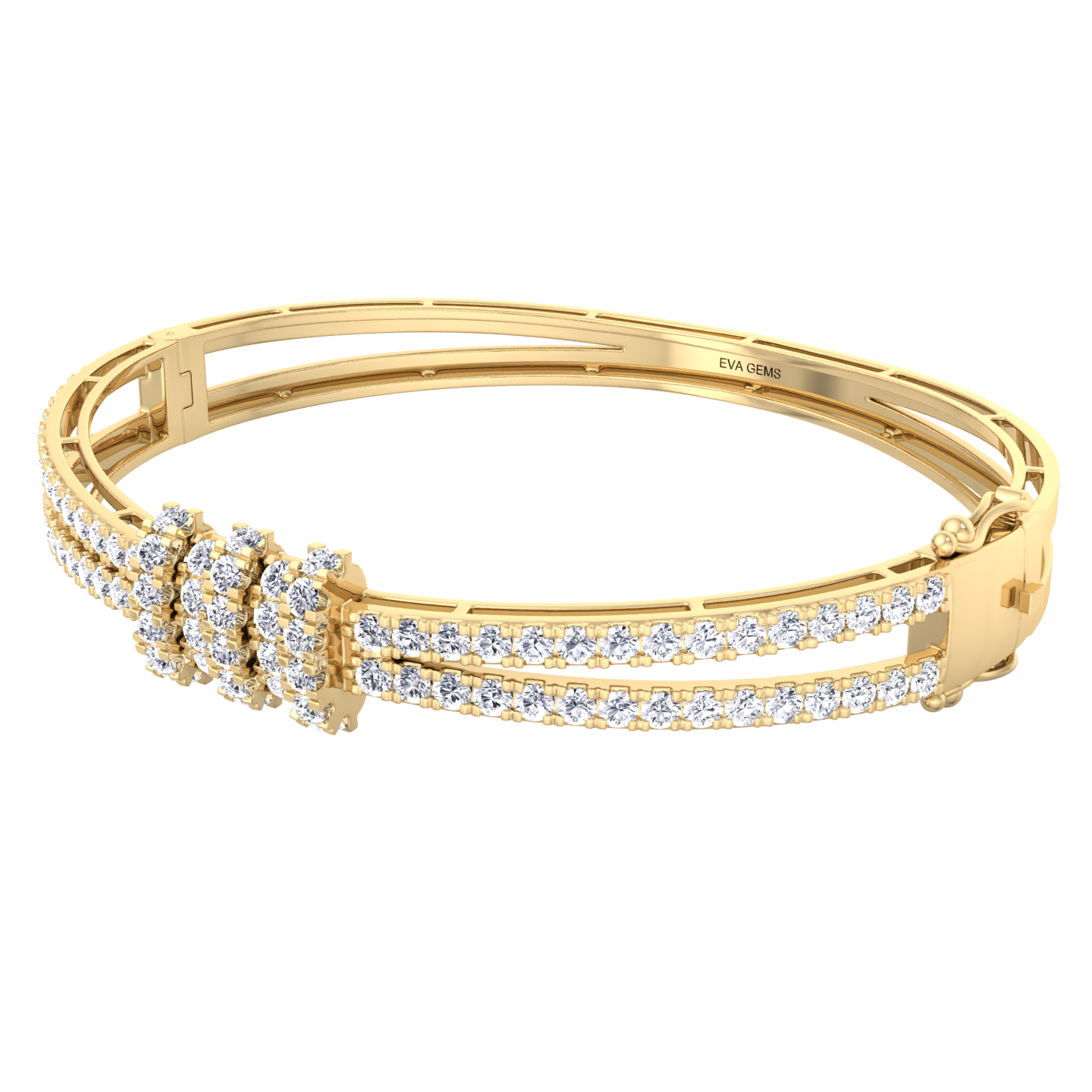 Timeless Triple-Row Diamond Bangle - EVA GEMS