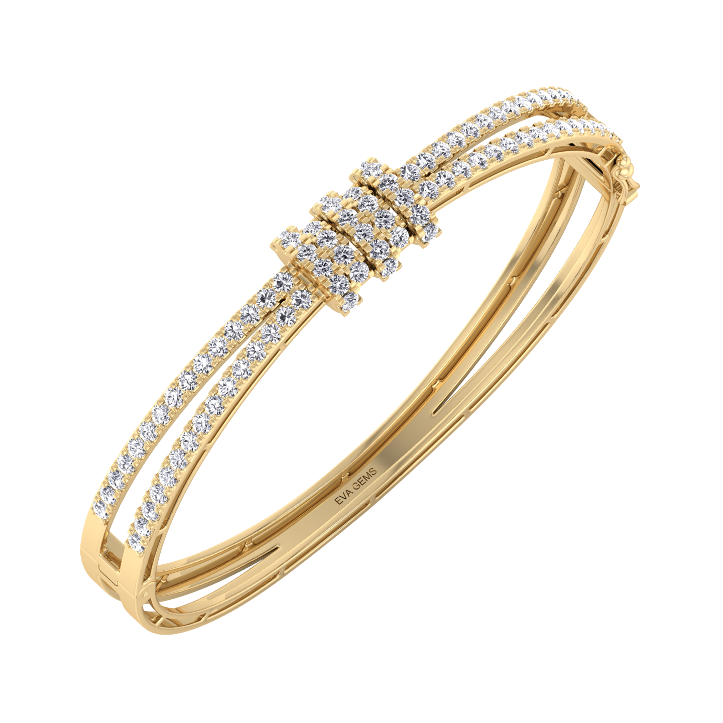 Timeless Triple-Row Diamond Bangle - EVA GEMS