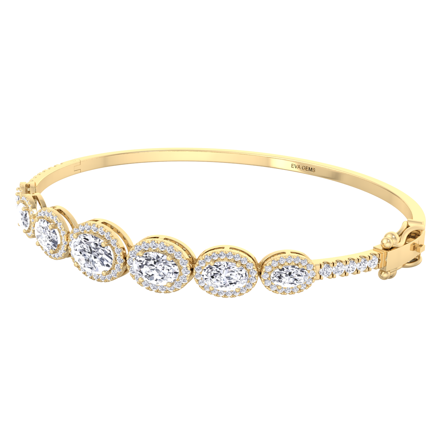 Diamond Halo Bangle Bracelet - EVA GEMS