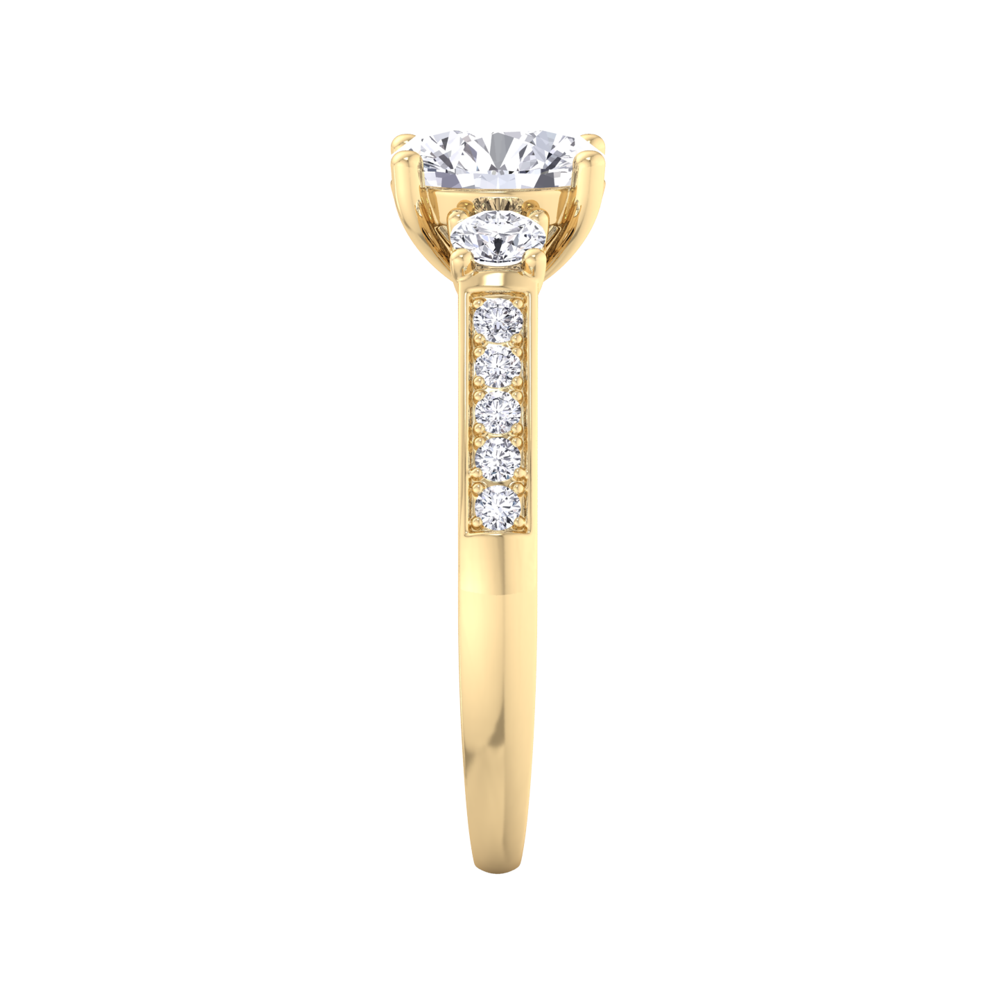 Trilogy engagement ring with lab-grown diamonds in Dubai
