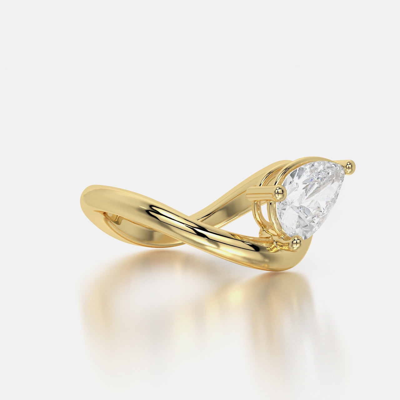 Sculpted Grace: 1.54 ct Pear Lab Diamond Solitaire Ring in 18K Gold