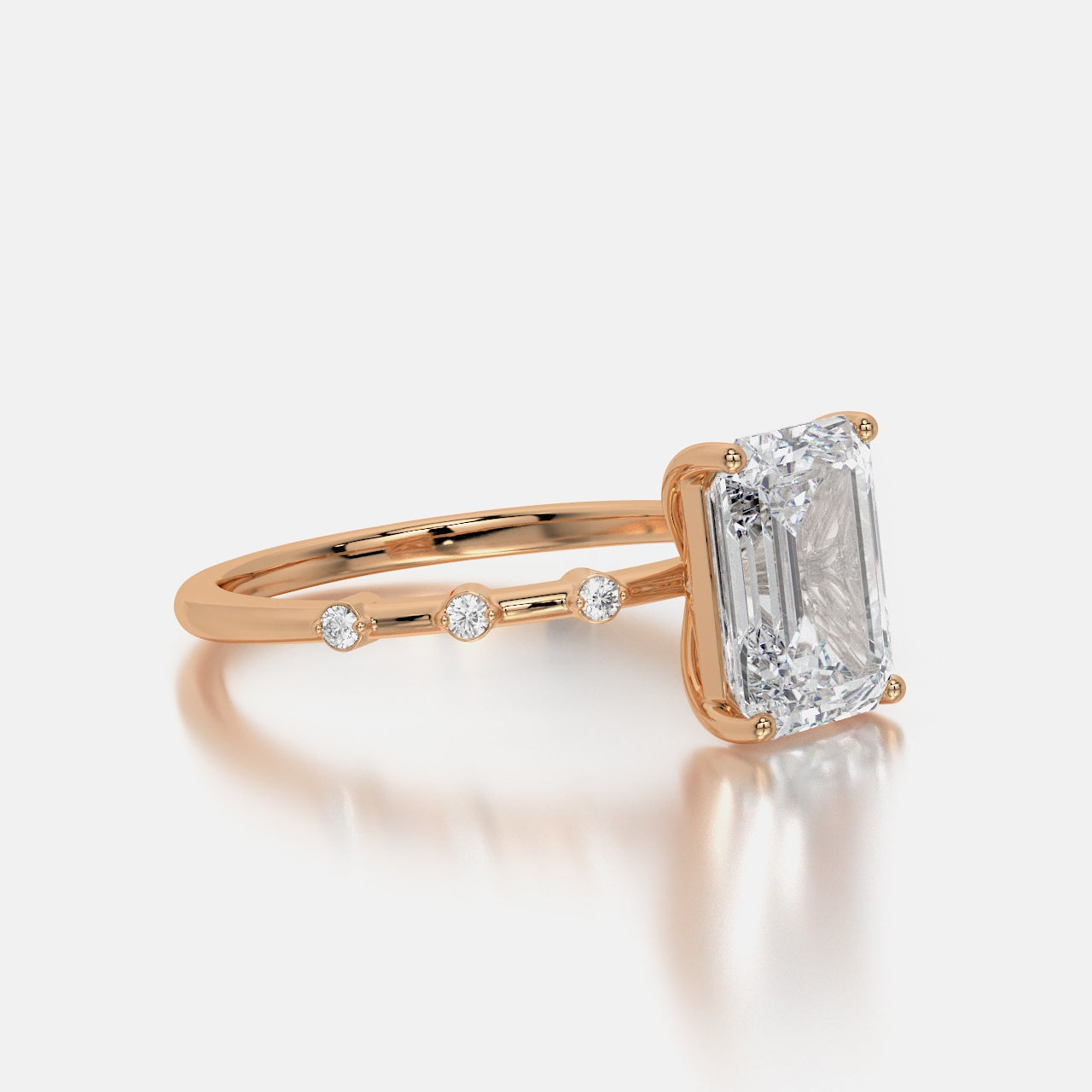 Emerald Starlight: 2.85 ct Lab-Grown Diamond Ring in White Gold with Side Accents