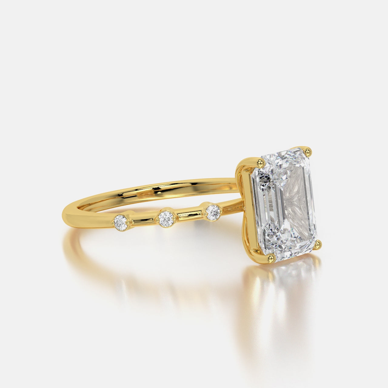 Emerald Starlight: 2.85 ct Lab-Grown Diamond Ring in White Gold with Side Accents