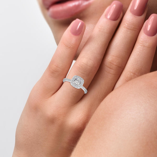 Buy Cushion Halo Diamond Ring For Women