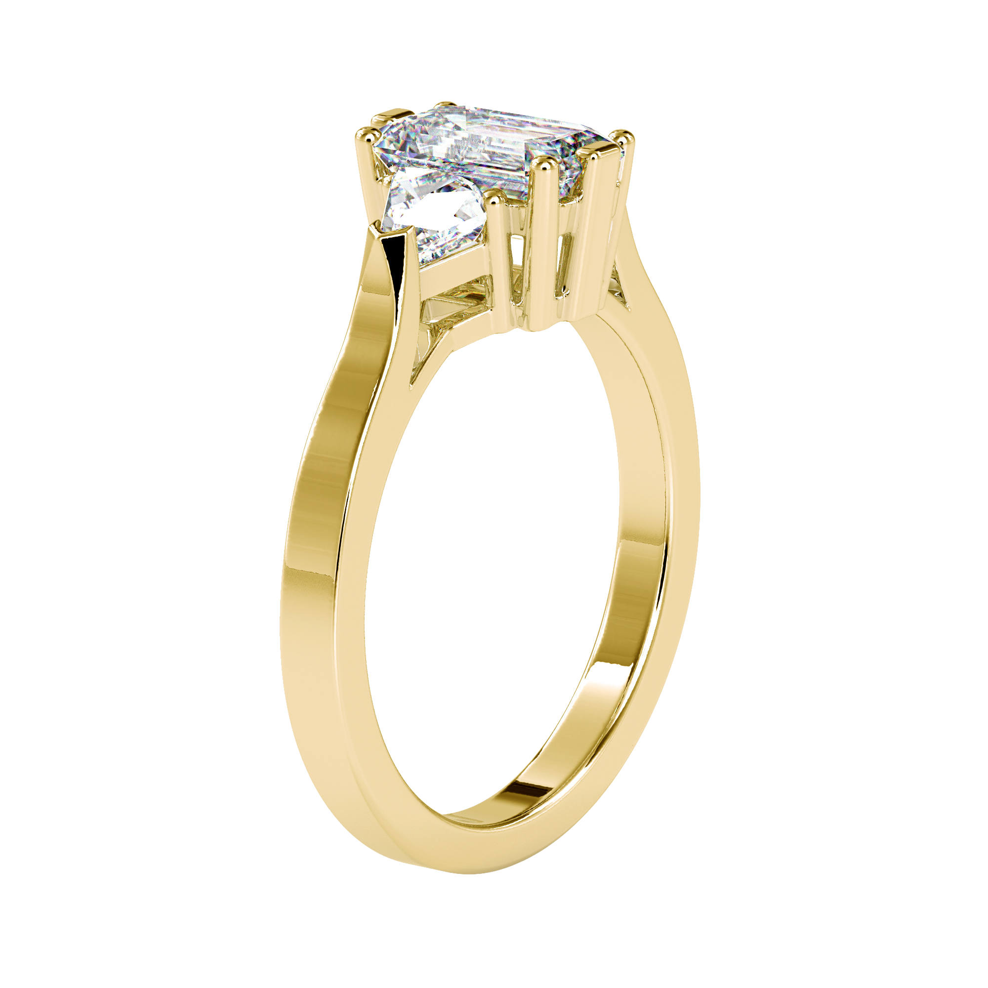 Shop elegant emerald trilogy ring for women, perfect for special occasions and engagements
