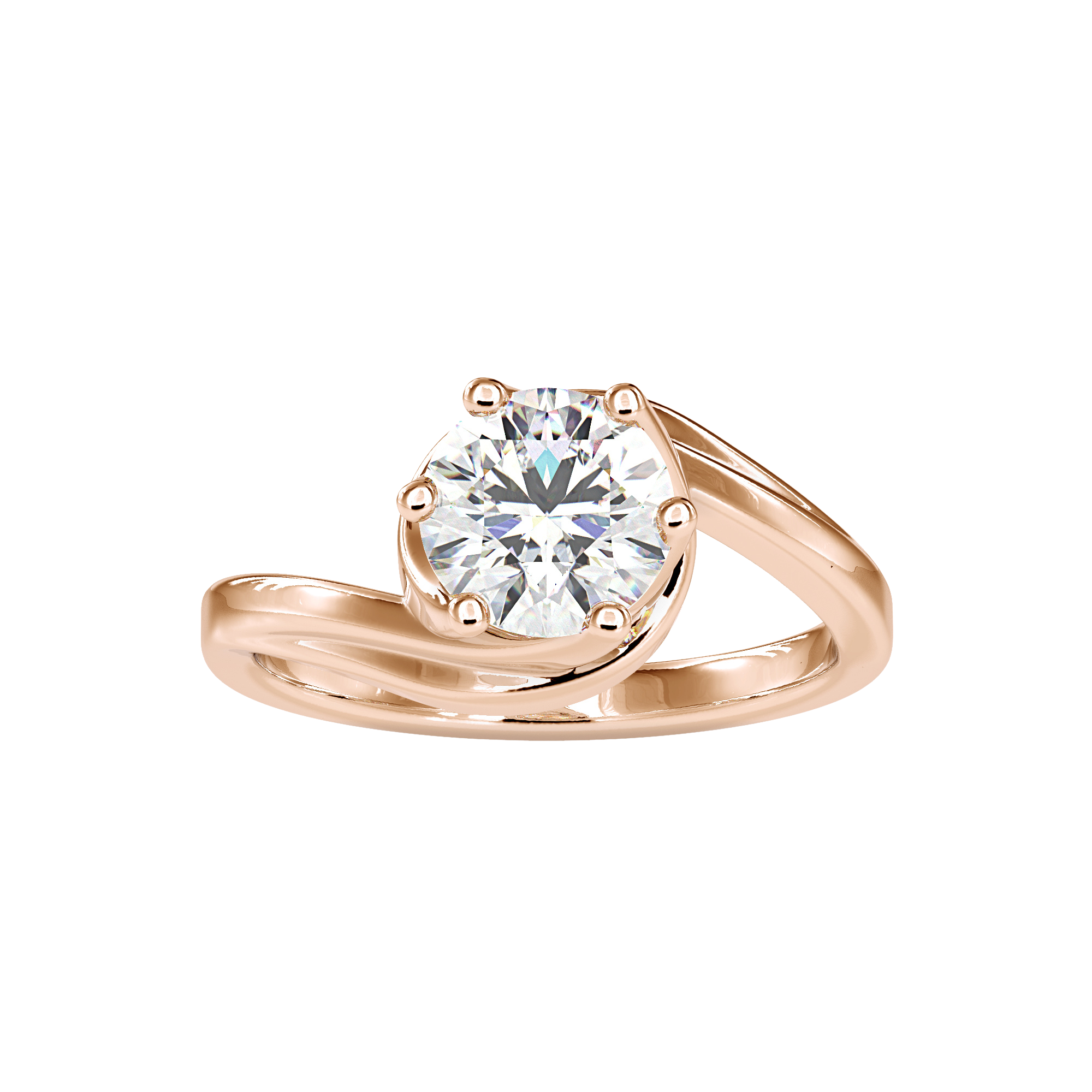 Buy Elegant 6 Prong Twisted Solitaire Ring For Women