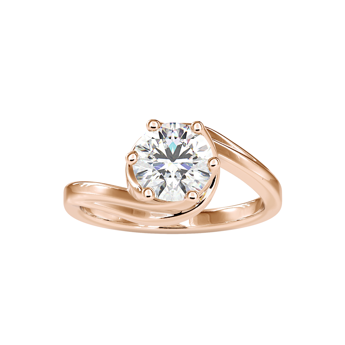 Buy Elegant 6 Prong Twisted Solitaire Ring For Women