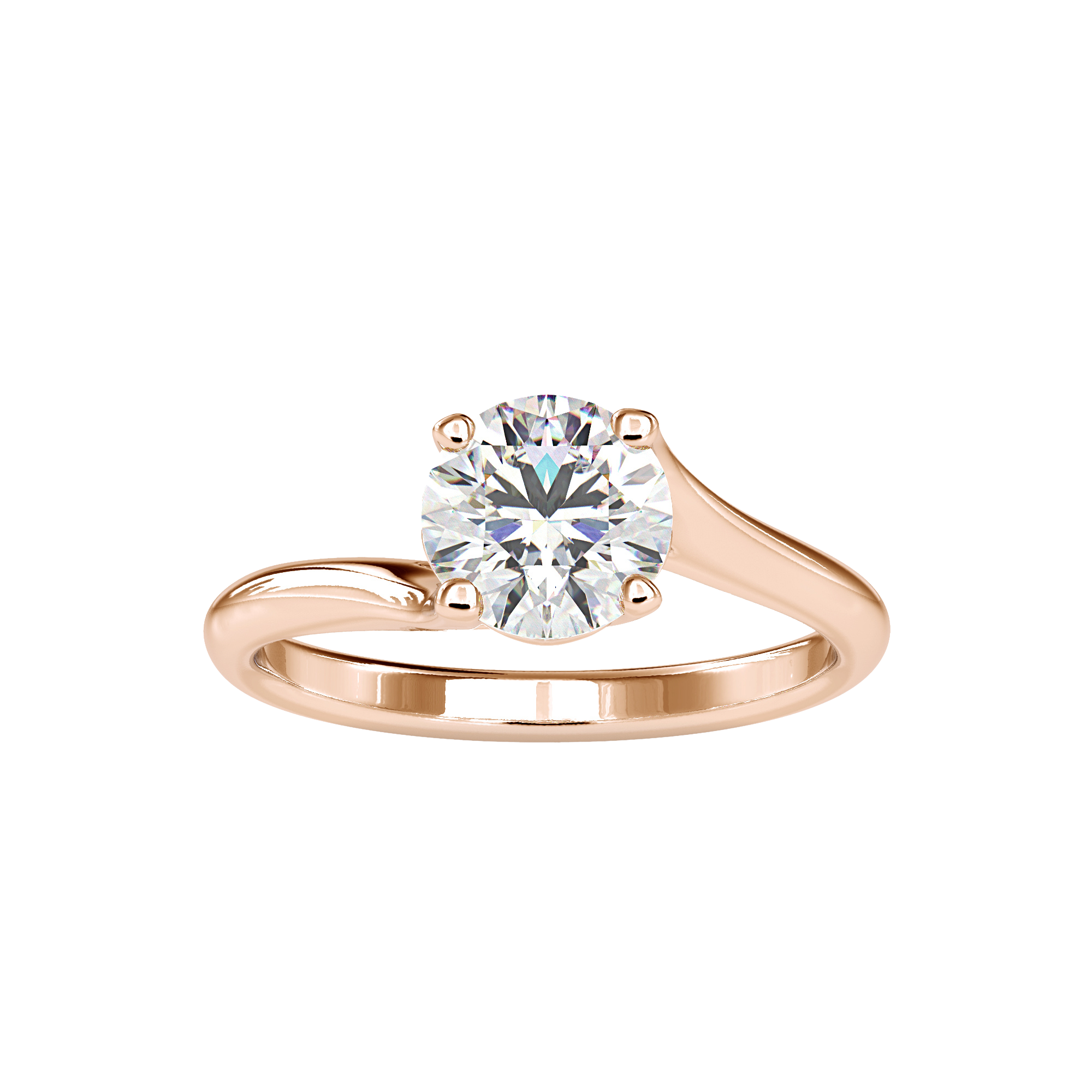 Buy Feminine 4 Prong Twisted Solitaire Ring For Women