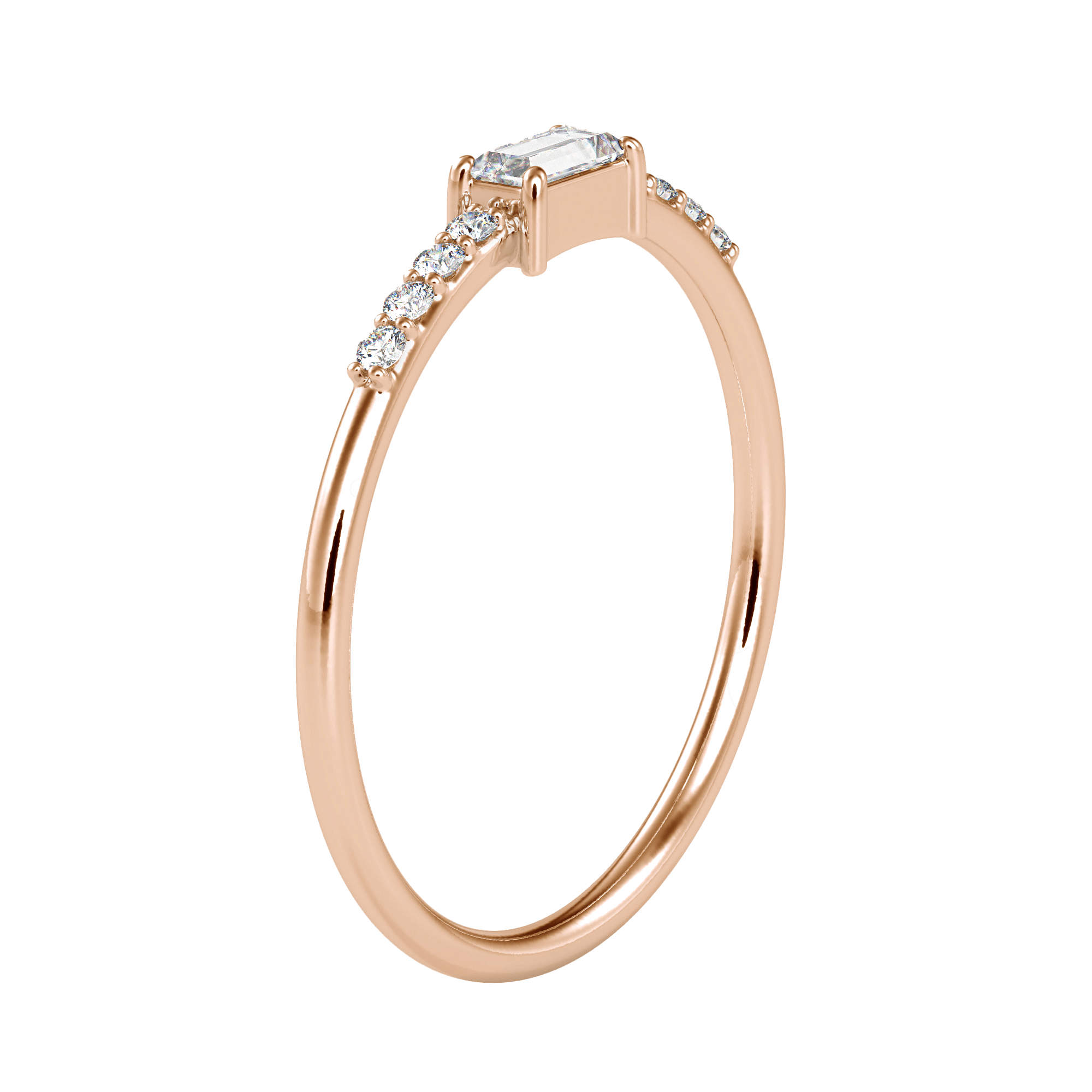 Close-up of emerald tiny diamond ring with a sparkling diamond design