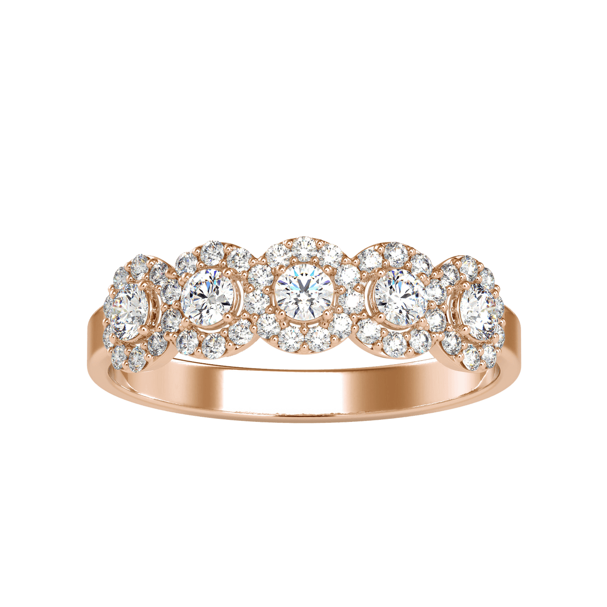 Buy Five Stones Halo Diamond Ring For Women