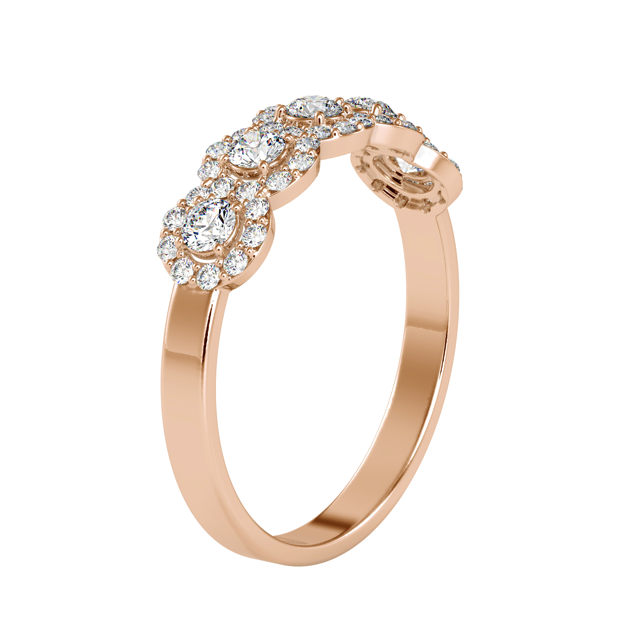 Buy Five Stones Halo Diamond Ring For Women