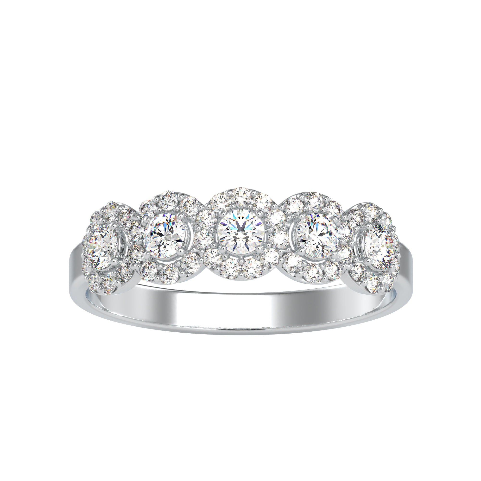 Buy Five Stones Halo Diamond Ring For Women