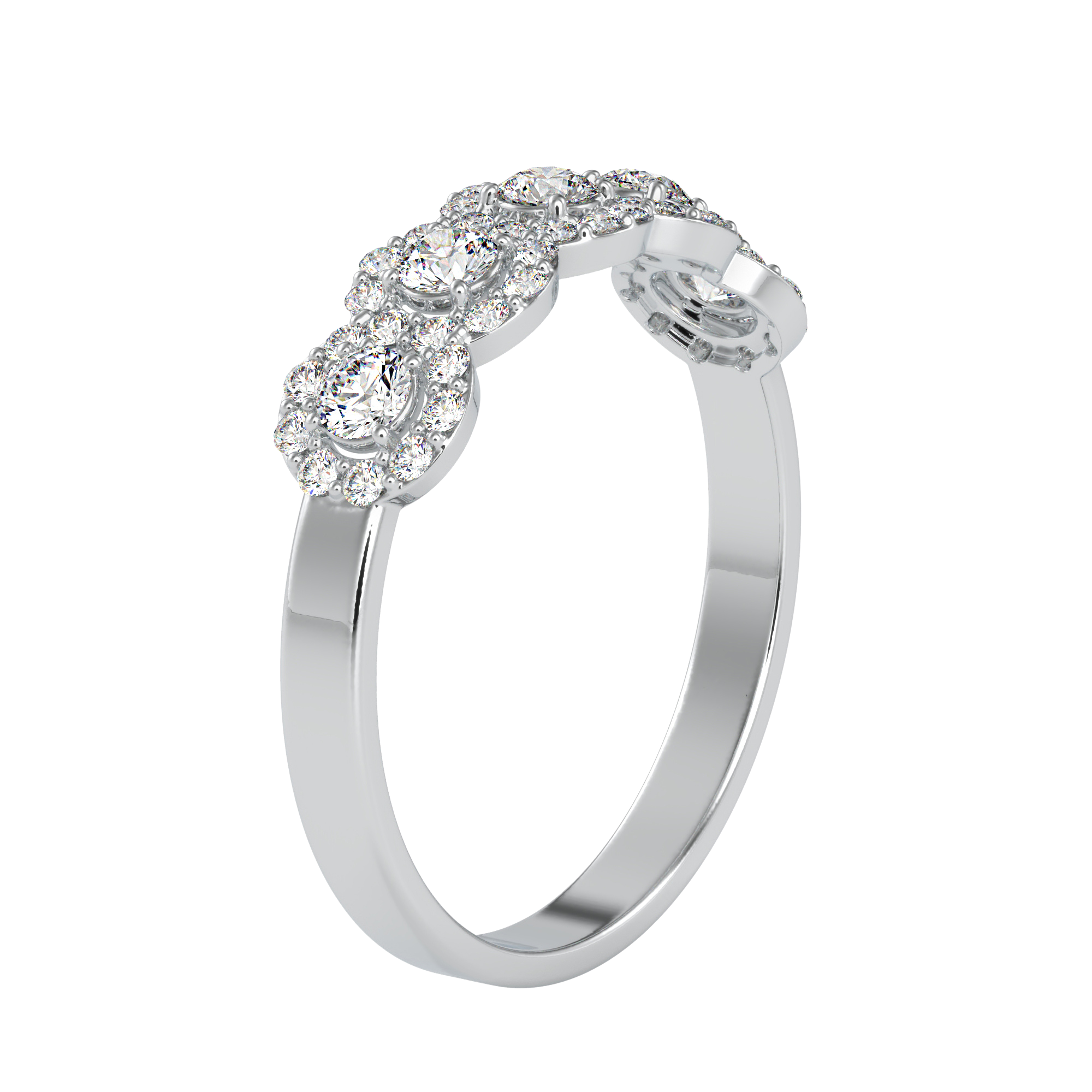 Buy Five Stones Halo Diamond Ring For Women