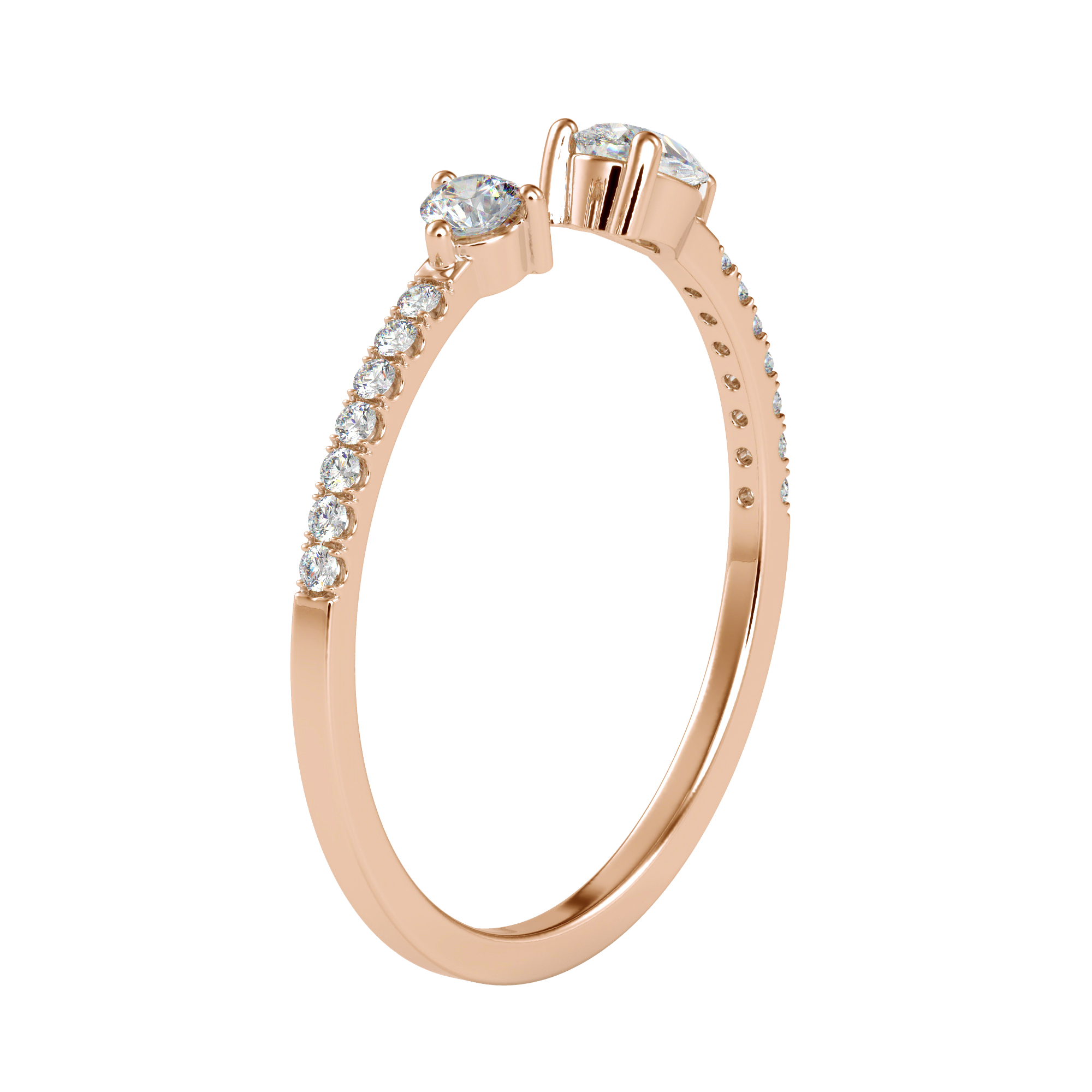 اشتري خاتم ألماس كلاسيكي مزدوج على شكل كمثرى ومستدير | Eva-Gems