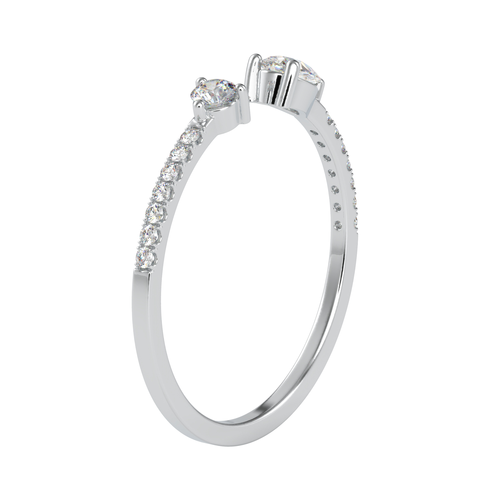 اشتري خاتم ألماس كلاسيكي مزدوج على شكل كمثرى ومستدير | Eva-Gems