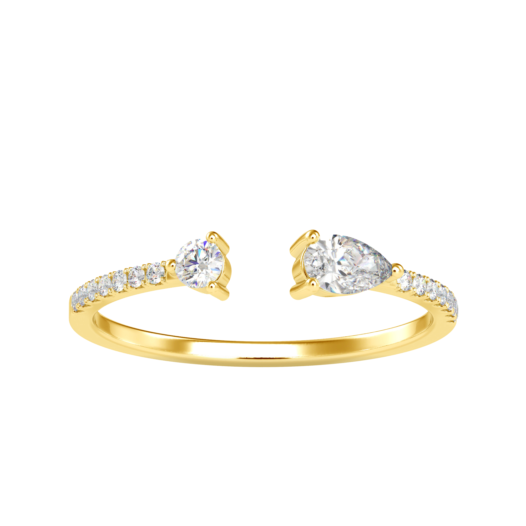 اشتري خاتم ألماس كلاسيكي مزدوج على شكل كمثرى ومستدير | Eva-Gems