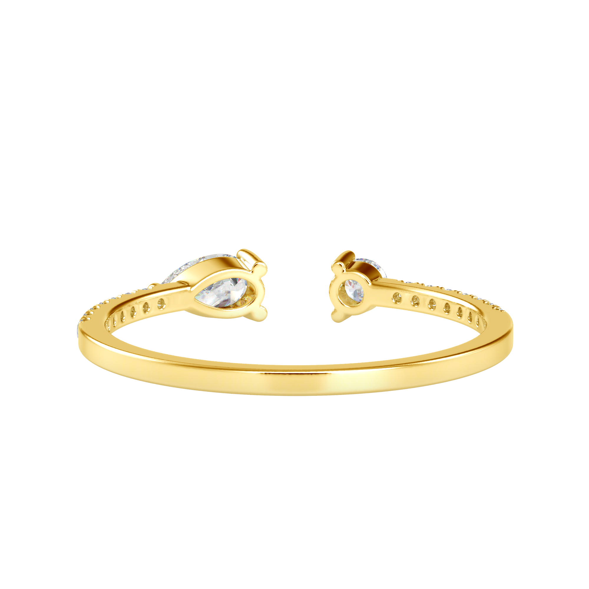 اشتري خاتم ألماس كلاسيكي مزدوج على شكل كمثرى ومستدير | Eva-Gems