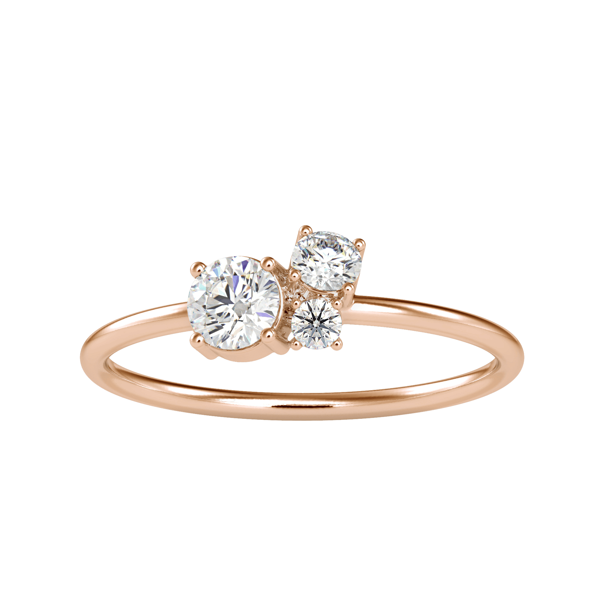 Trio Semi Cluster Solitaire Diamond Ring