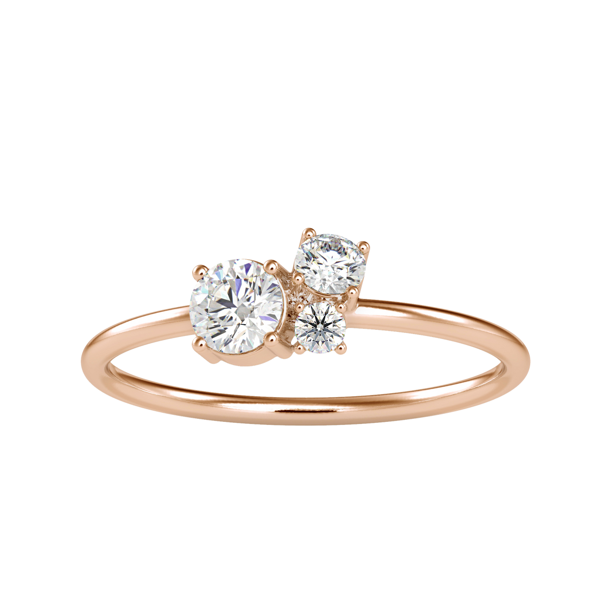 Trio Semi Cluster Solitaire Diamond Ring