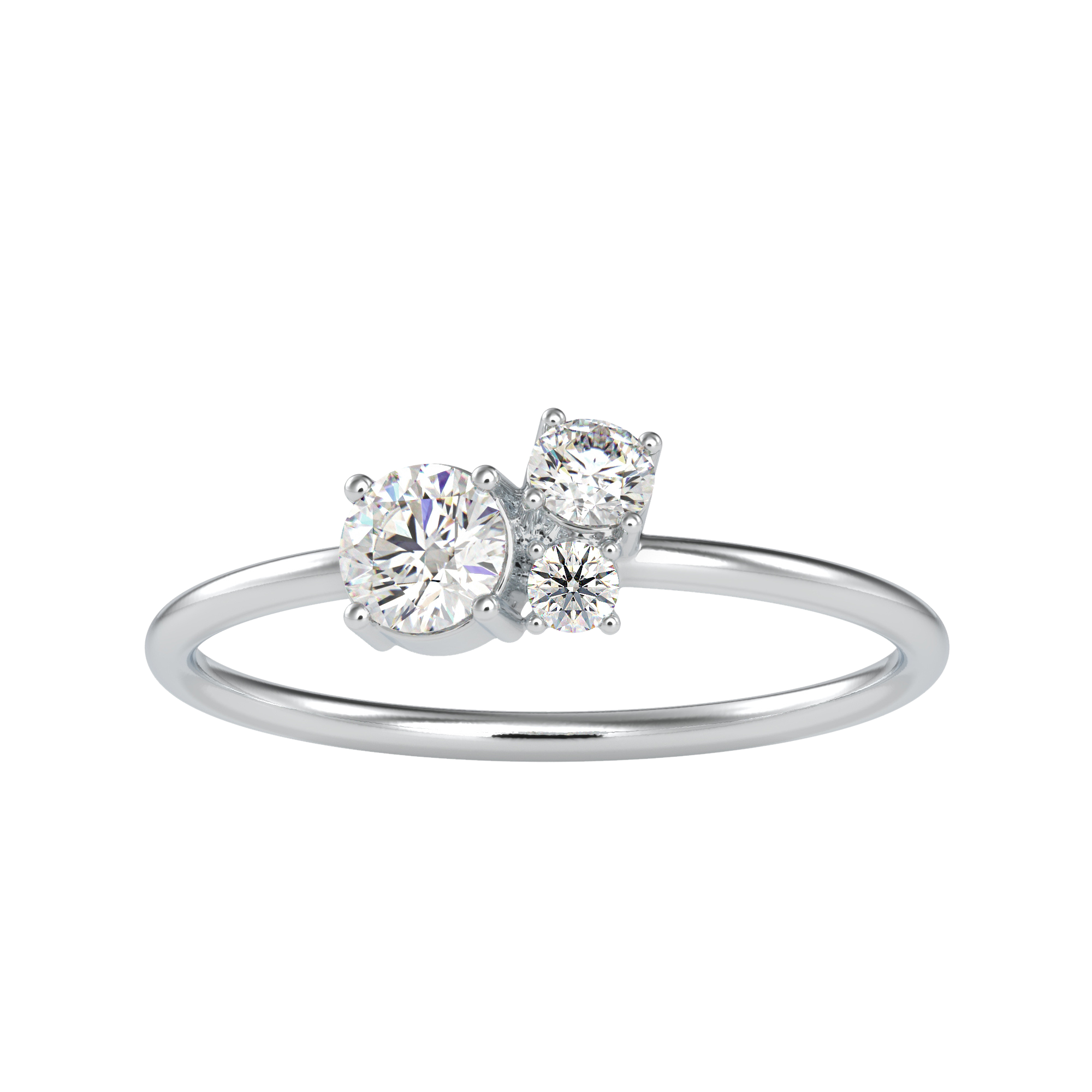 Trio Semi Cluster Solitaire Diamond Ring