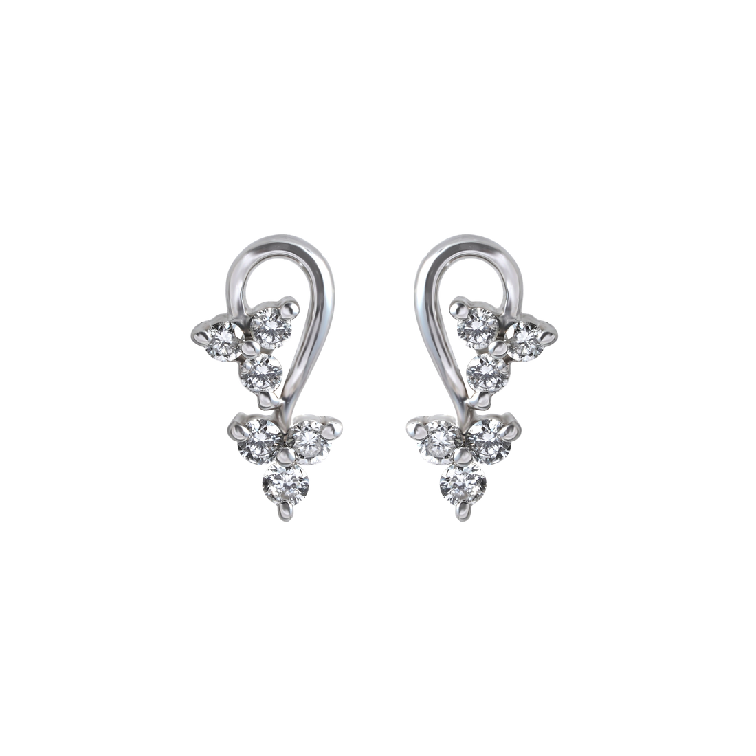 Three flower earrings with sparkling diamonds