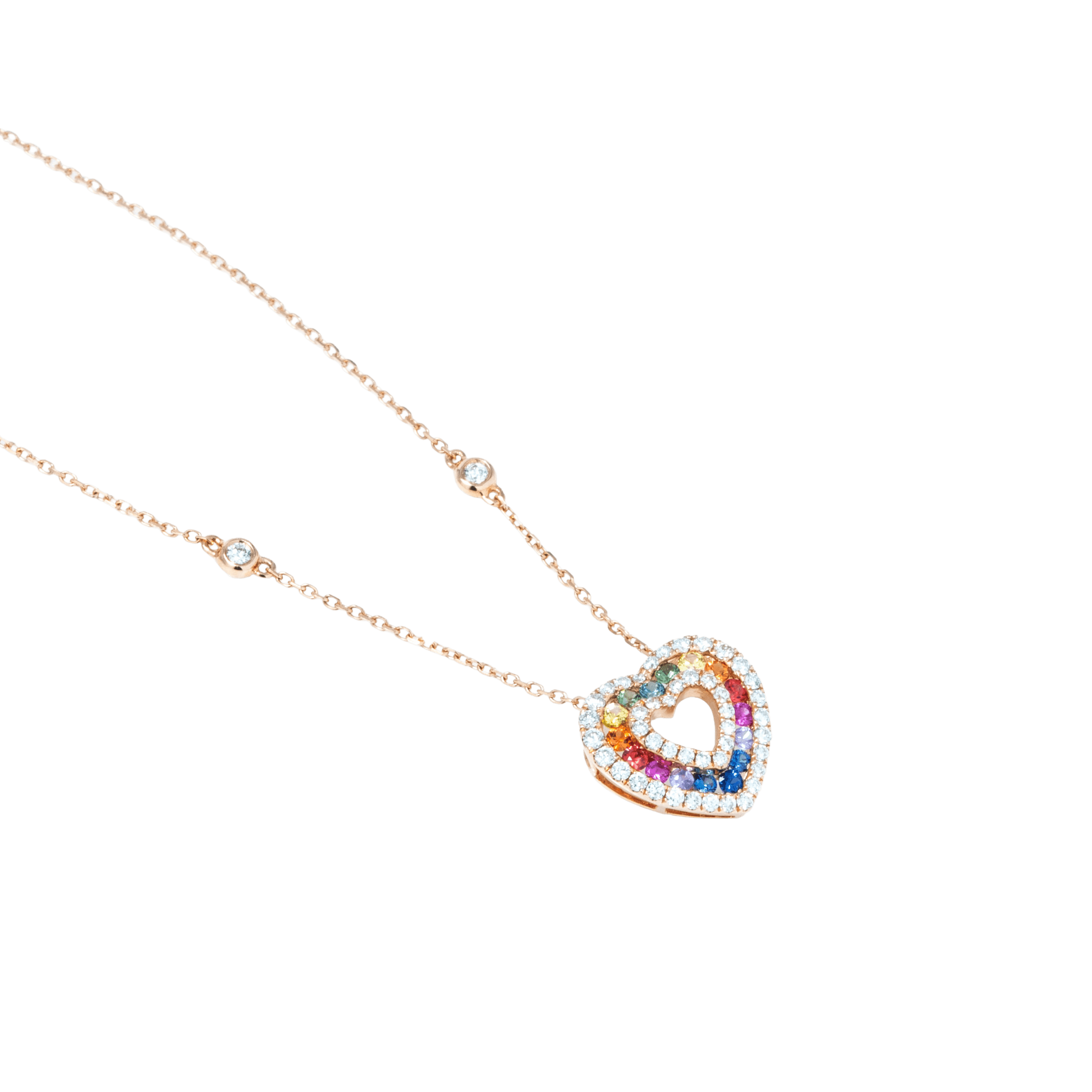 قلادة قلب قوس قزح