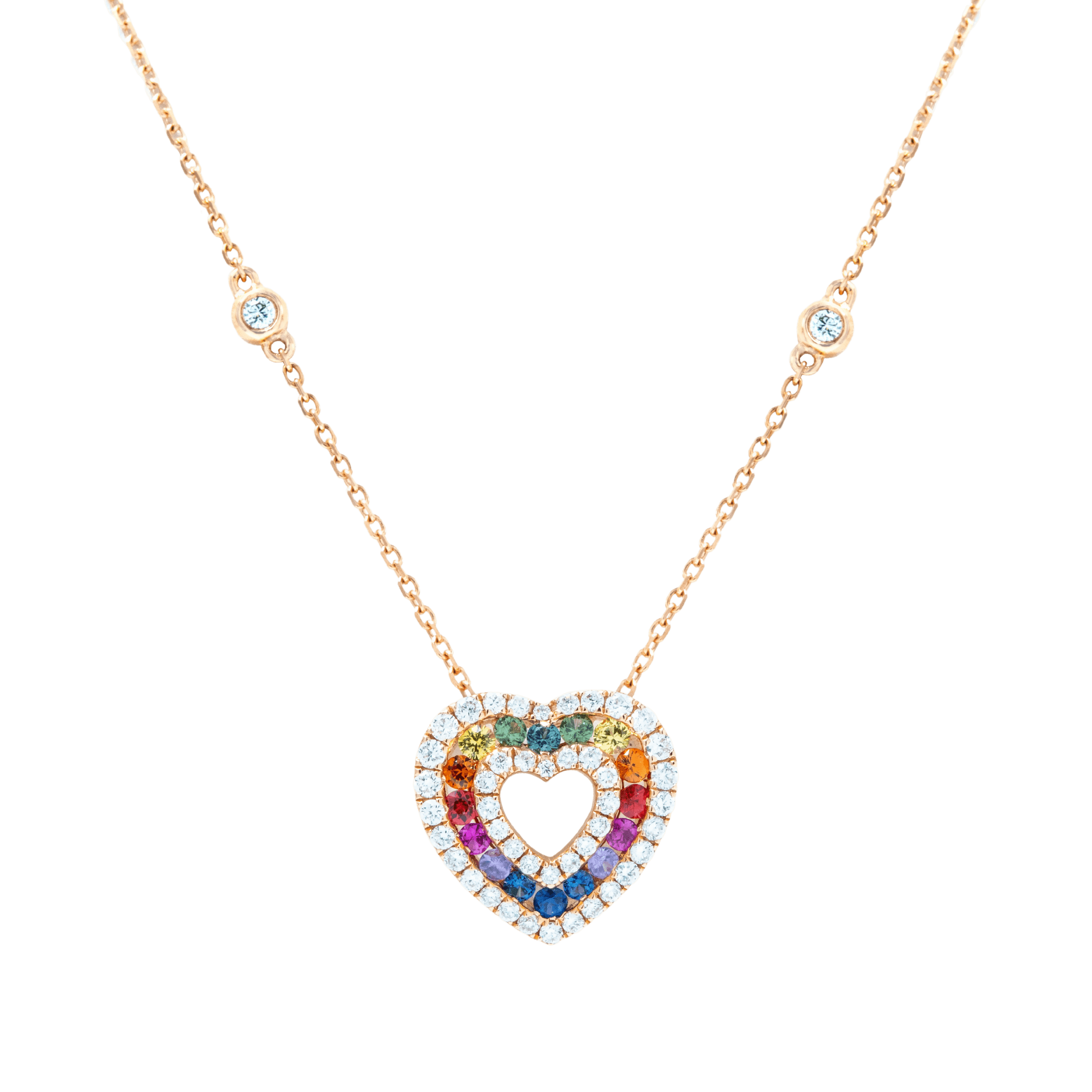 قلادة قلب قوس قزح