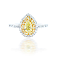 1.31CTS Pear Shape Fancy Yellow Diamond Engagement Ring – Luxury Jewelry in Dubai