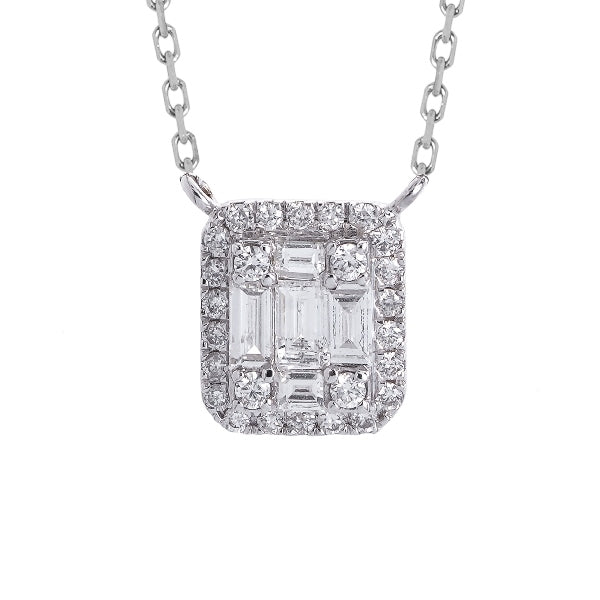 Buy White Gold Diamond Baguette Necklace