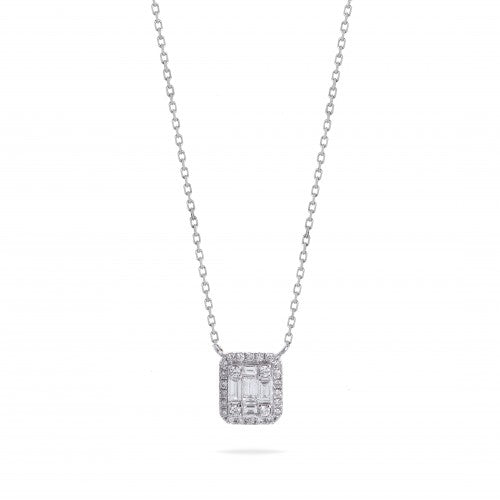 Buy White Gold Diamond Baguette Necklace