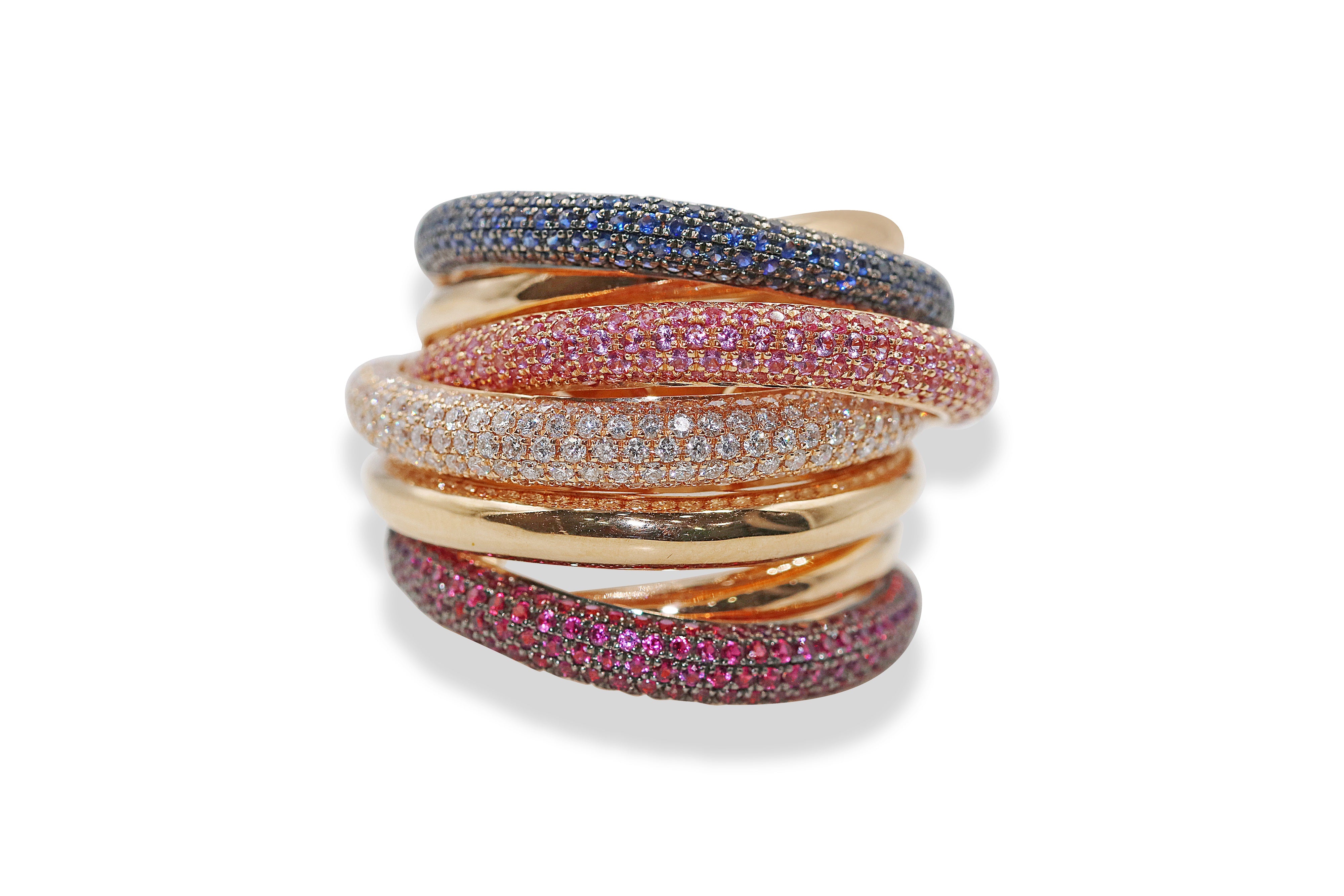 خاتم متعدد الياقوت للنساء