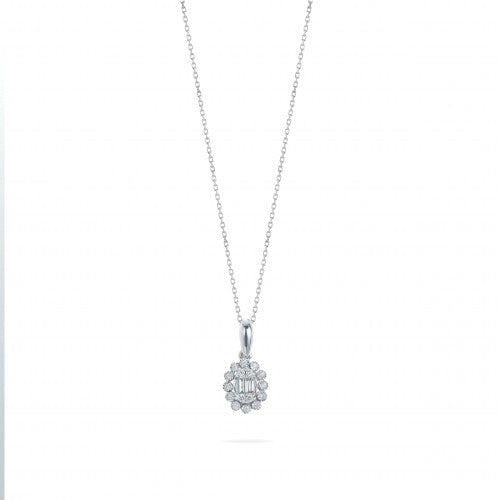 Oval Cluster Diamond Necklace For Women
