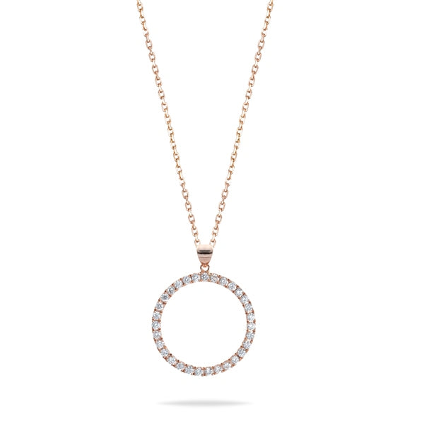 Rose gold diamond deals circle necklace