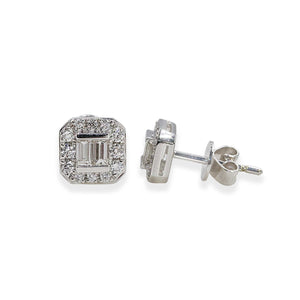 Baguette Cluster Diamond Earrings | Eva-Gems