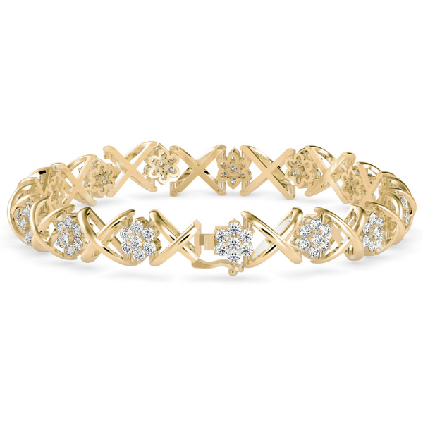 Alternating Fancy Diamond Cluster Bracelet in 14k White Gold (12 1/2 ct.  tw.)