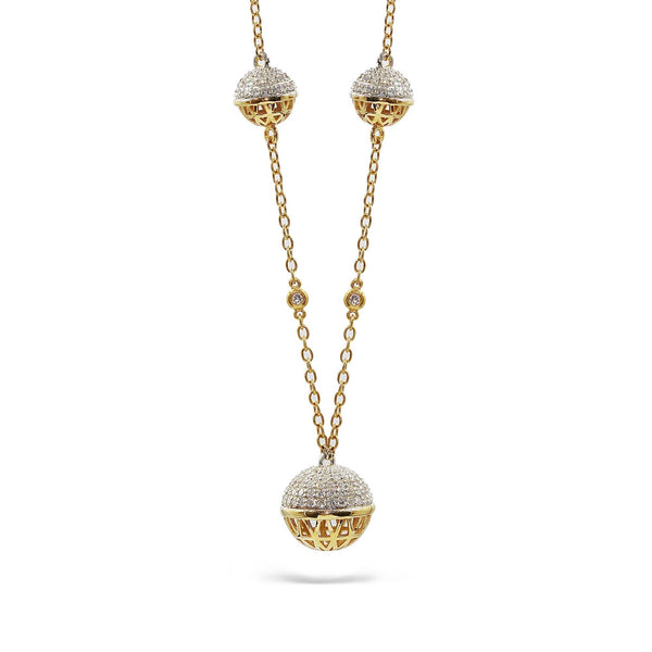 Pave Diamond Ball Necklace- Layering Bead Choker