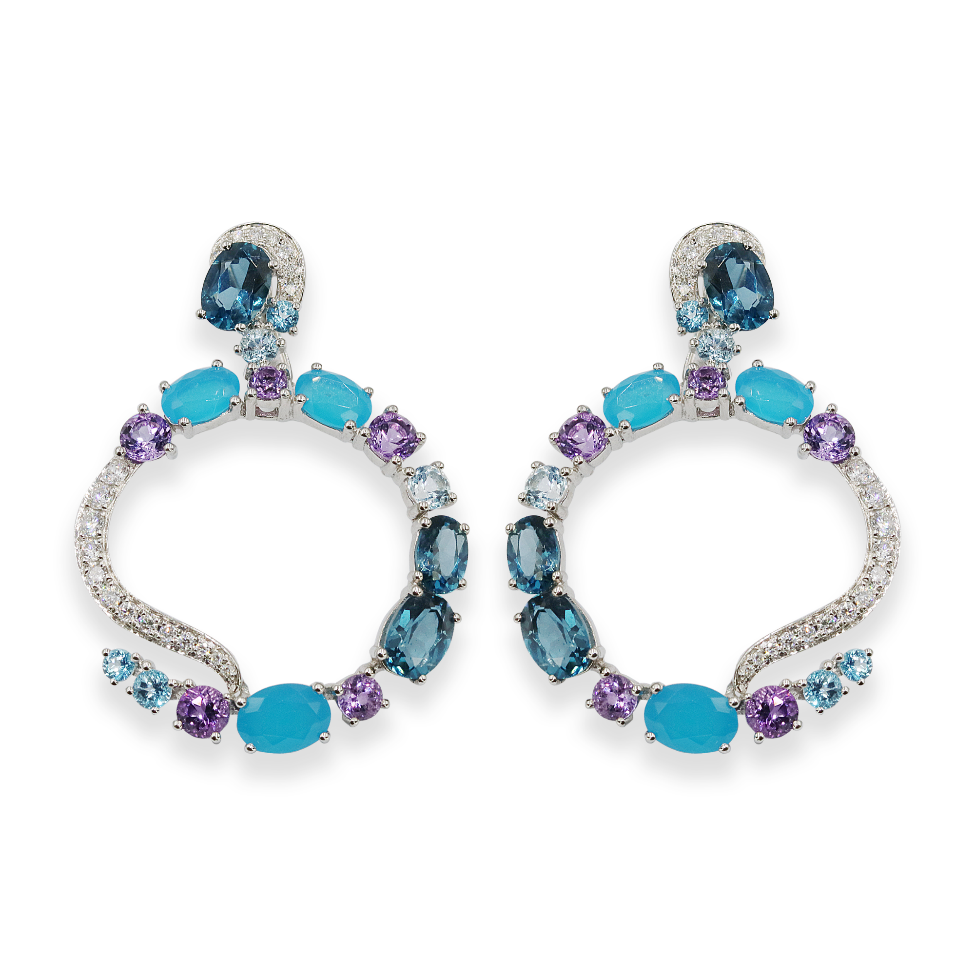 Multi Stone Diamond Earrings For Women