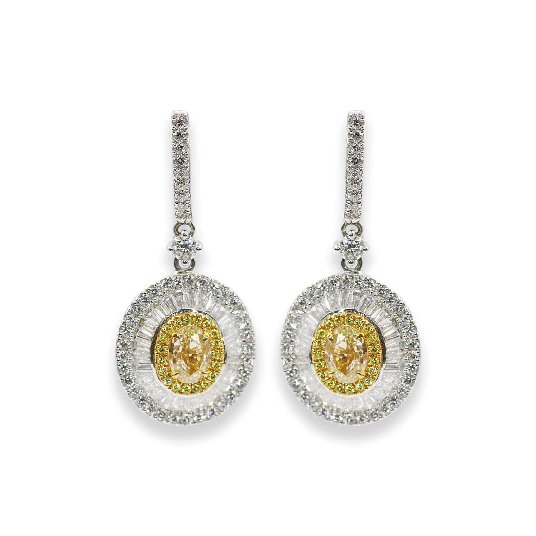 Oval Fancy Yellow Diamond Earrings For Women