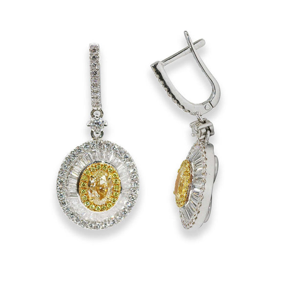 Oval Fancy Yellow Diamond Earrings For Women