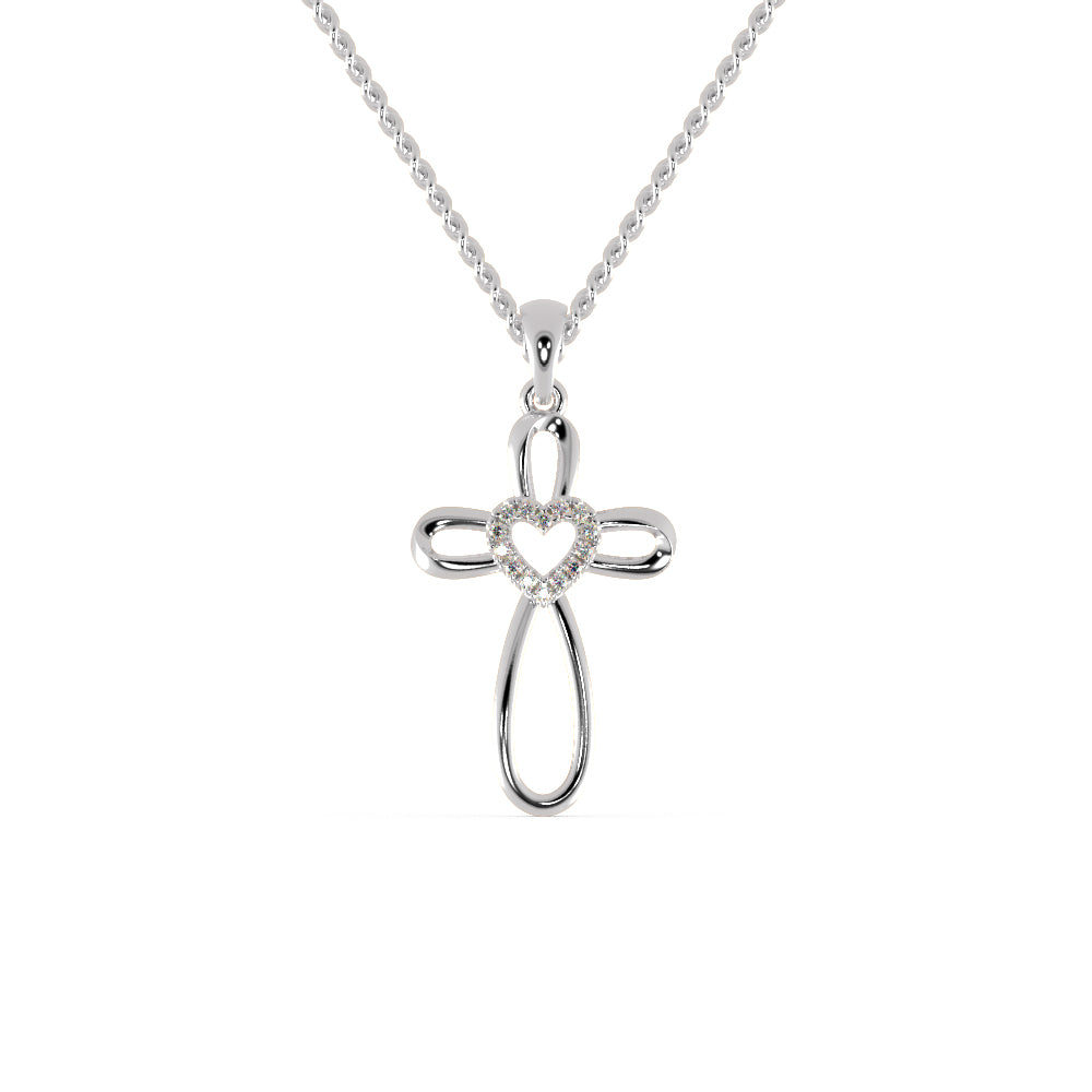 Buy Heart Cross Diamond Necklace For Women