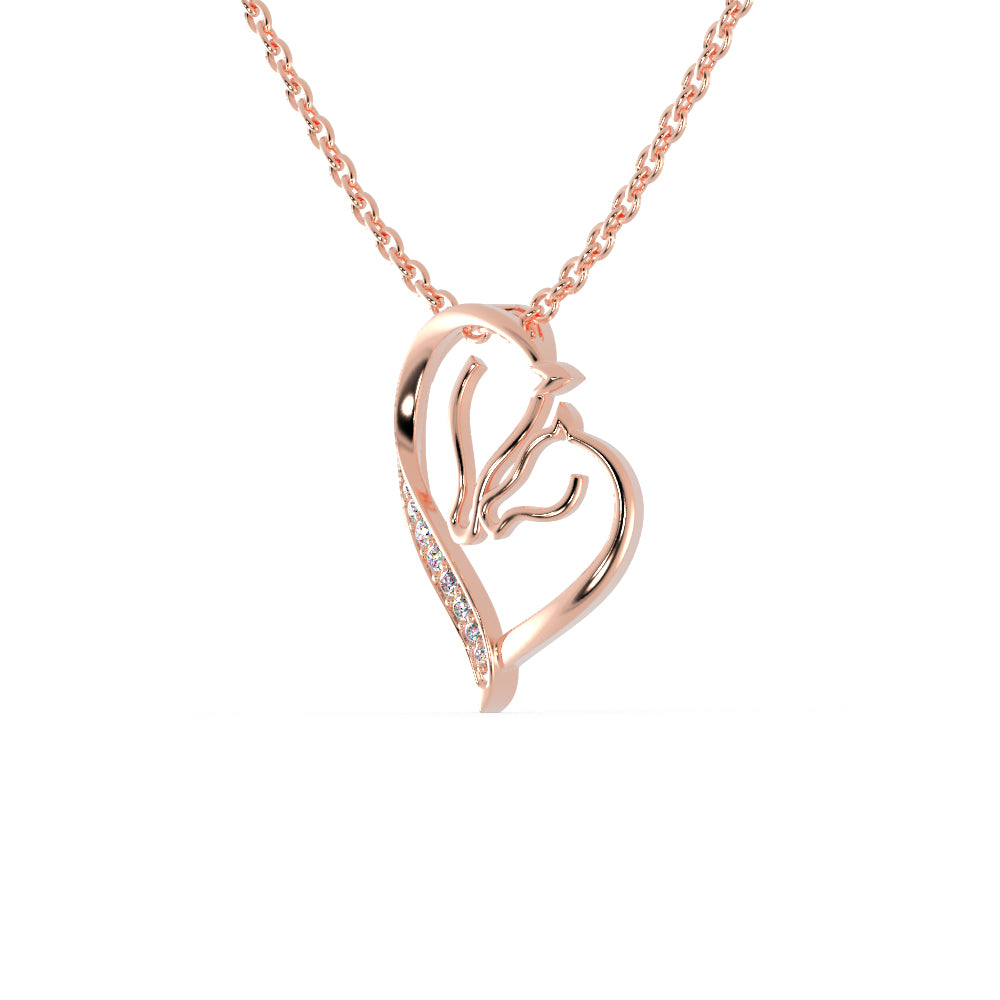 Open Heart Diamond Necklace For Women