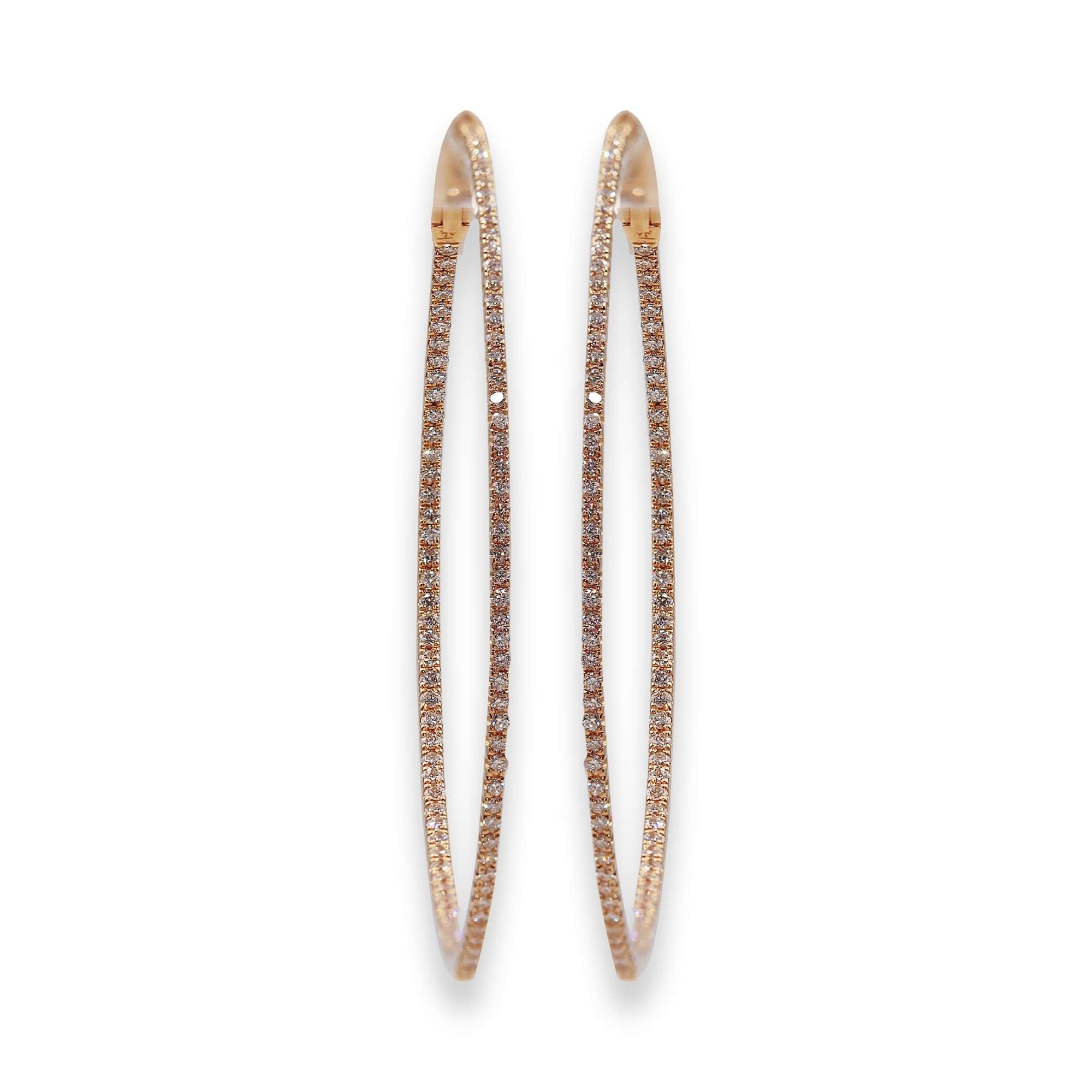 Серьги-кольца двойного стиля из розового золота