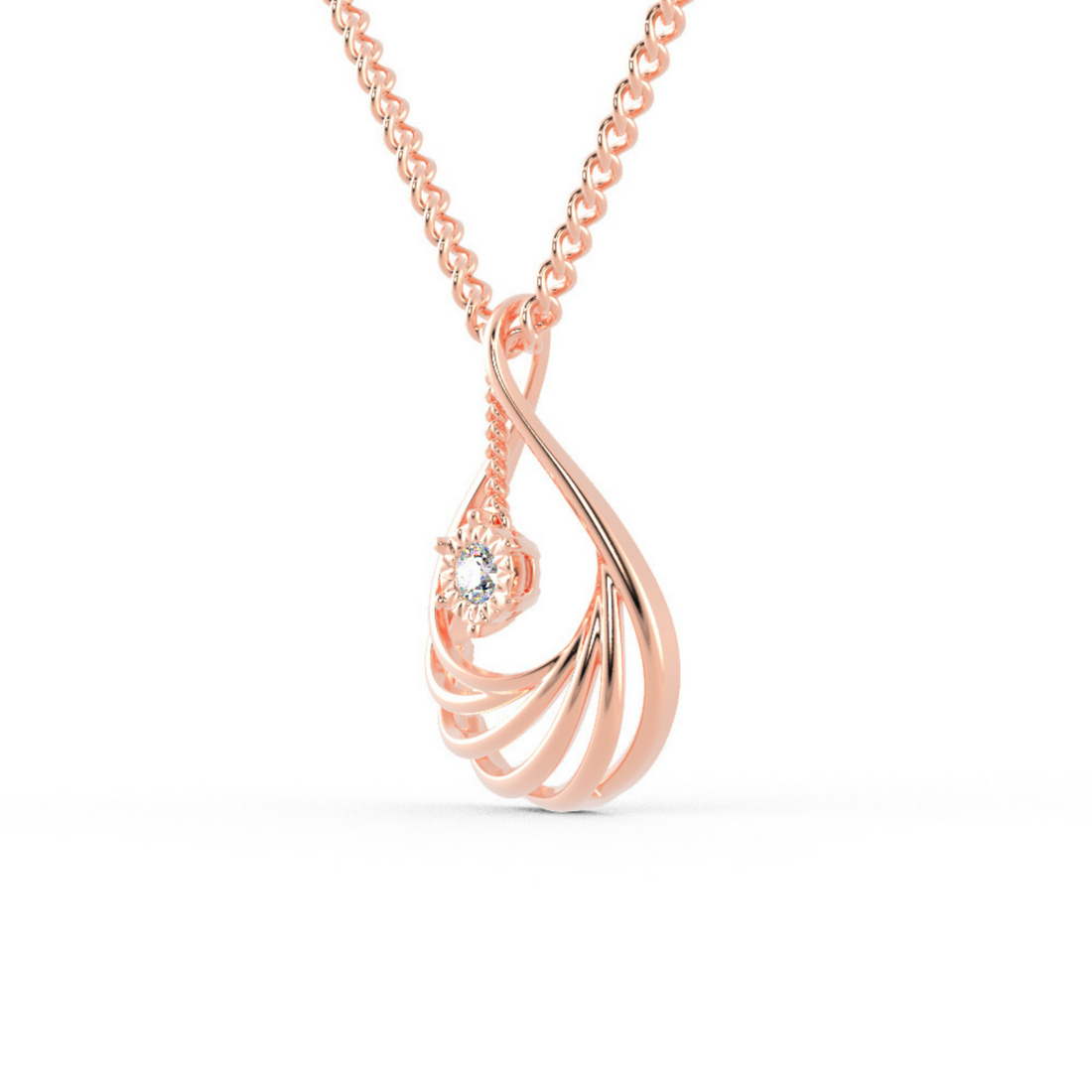 Shank Shape Dancing Diamond Necklace