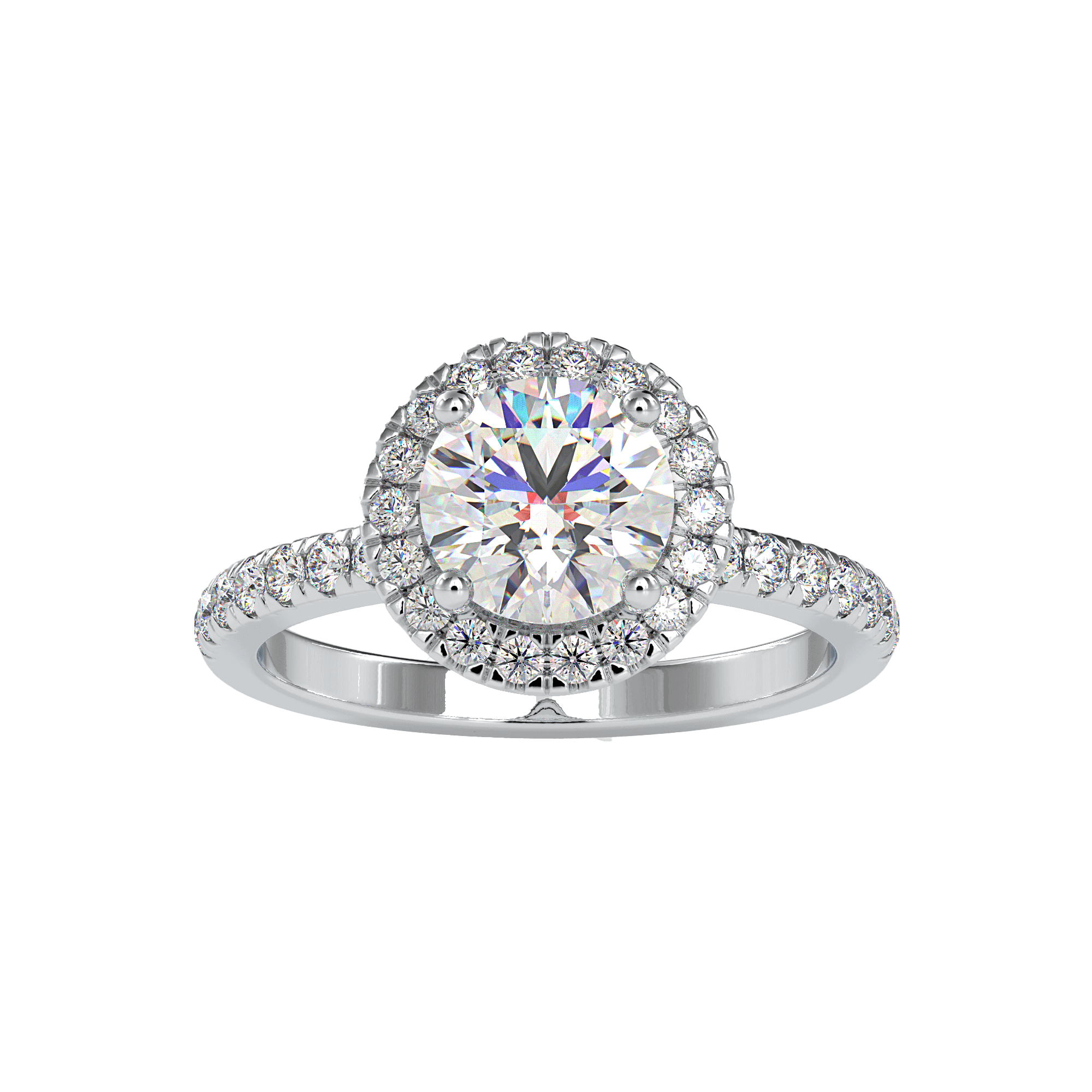 Buy Classic Solitaire Halo Ring | Eva-Gems Ring Eva Gems White Gold 3(14.0mm) 