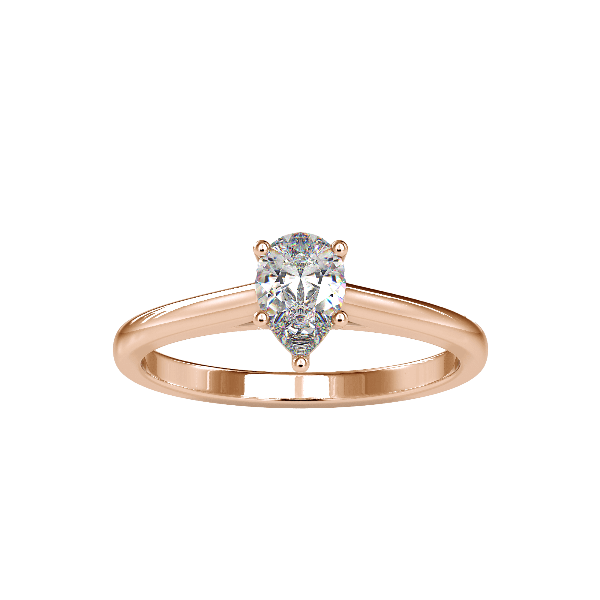 Pear Solitaire Diamond Ring For Women Ring Eva Gems Rose Gold 3(14.0mm) 