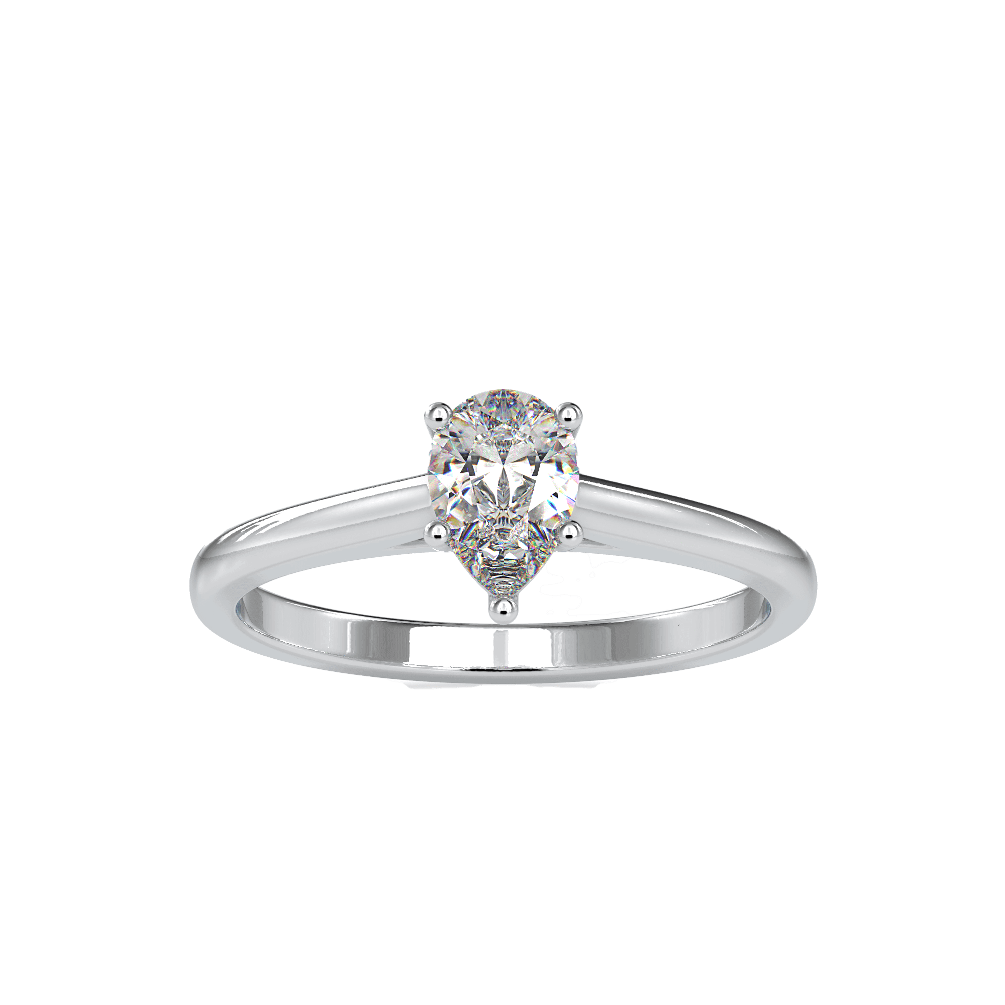 Pear Solitaire Diamond Ring For Women Ring Eva Gems White Gold 3(14.0mm) 